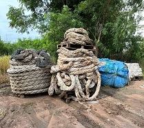 เชือกเรือ ขนาด เส้นรอบวง 15 -17  นิ้ว ความยาว 60 - 250 เมตร - ส.เกียรติเจริญ ค้าของเก่า บ่อวิน